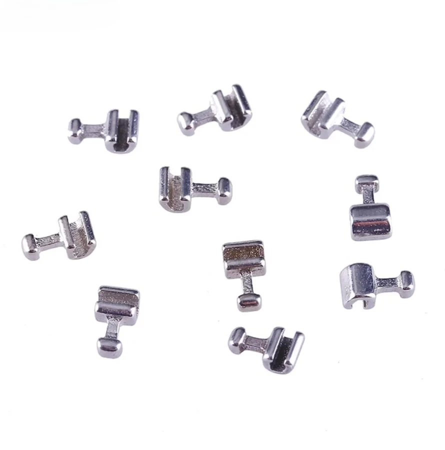 DentalS Orthodontic Lingual Button Crimpable Hook Bondable Sliding Traction Curved Hook Mini Stops on Arch Wire Bite Opener