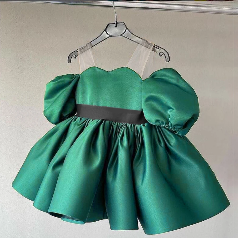 Green Christmas Baby Girl Party Dresses Toddler 1st Birthday Princess Dress for Girls Baptism Wedding Prom Kids Clothing 1-2Yrs