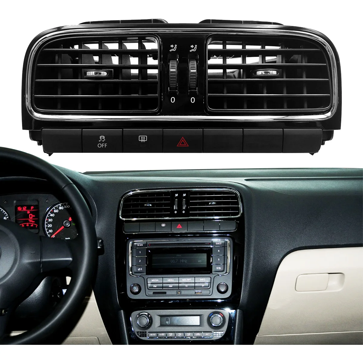 

New Matt Black Chrome Front Dashboard AC Air Outlet Vent Trim For VW Cross Polo 5 6R Sedan GTS Vento 2011-2013 6R0819703/704/728