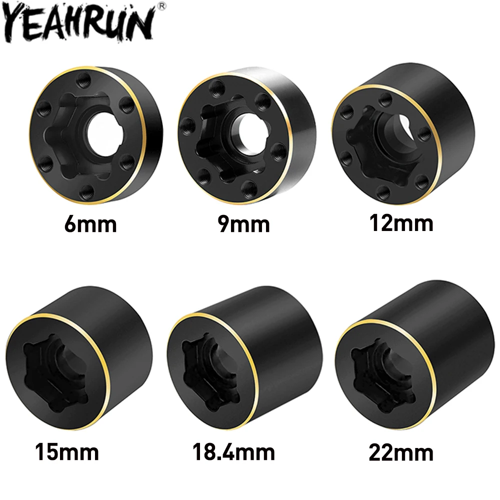 YEAHRUN Wheel Hex Adapter Brass Counterweight 6/9/12/15/18.4/22MM for 1.9inch Wheel Rims 1/10 RC Crawler Axial SCX10 TRX4 TRX6