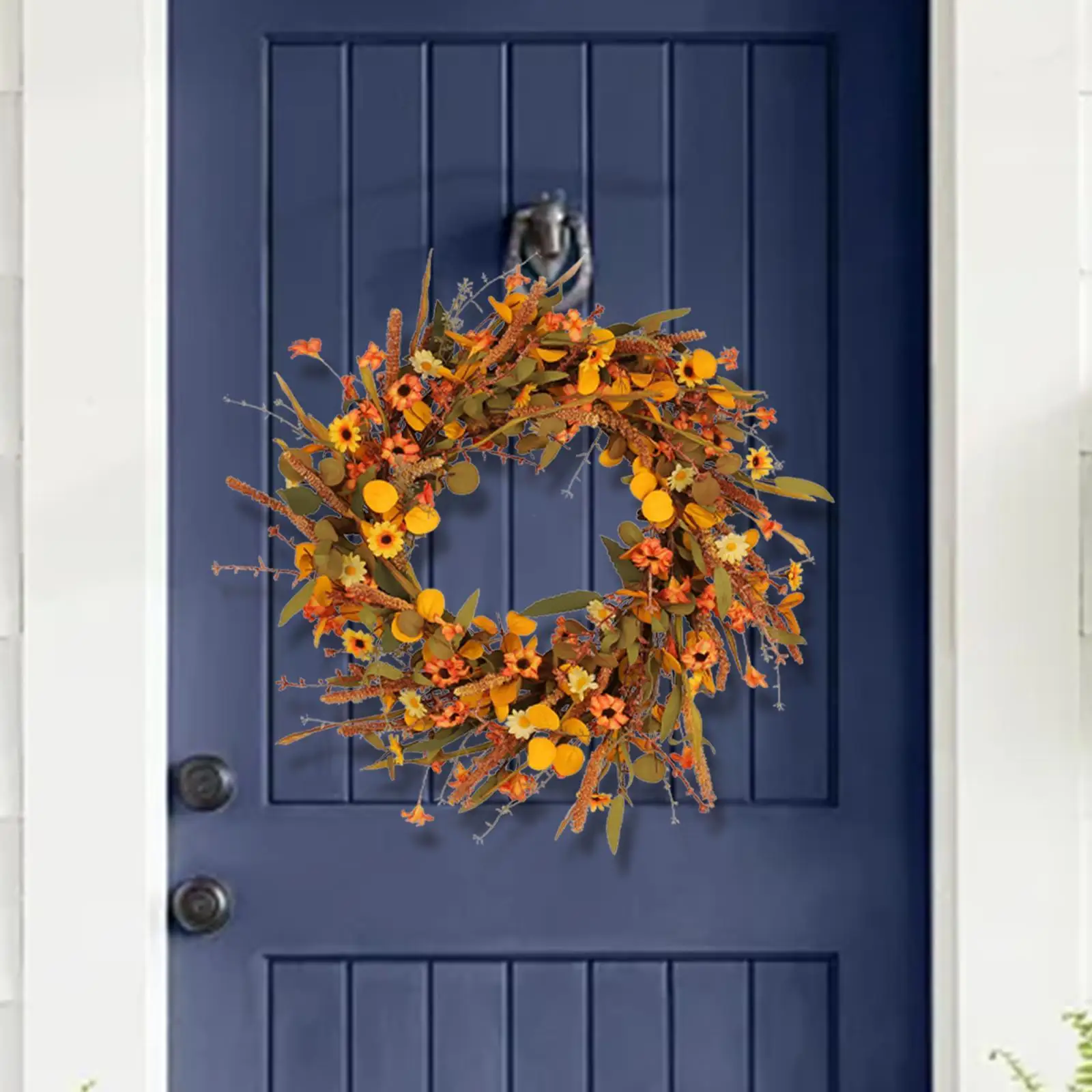 Thanksgiving Flower Wreath Indoor Hanging Decorative Front Door Wreath for Photo Prop Festival Farmhouse Celebration Restaurant