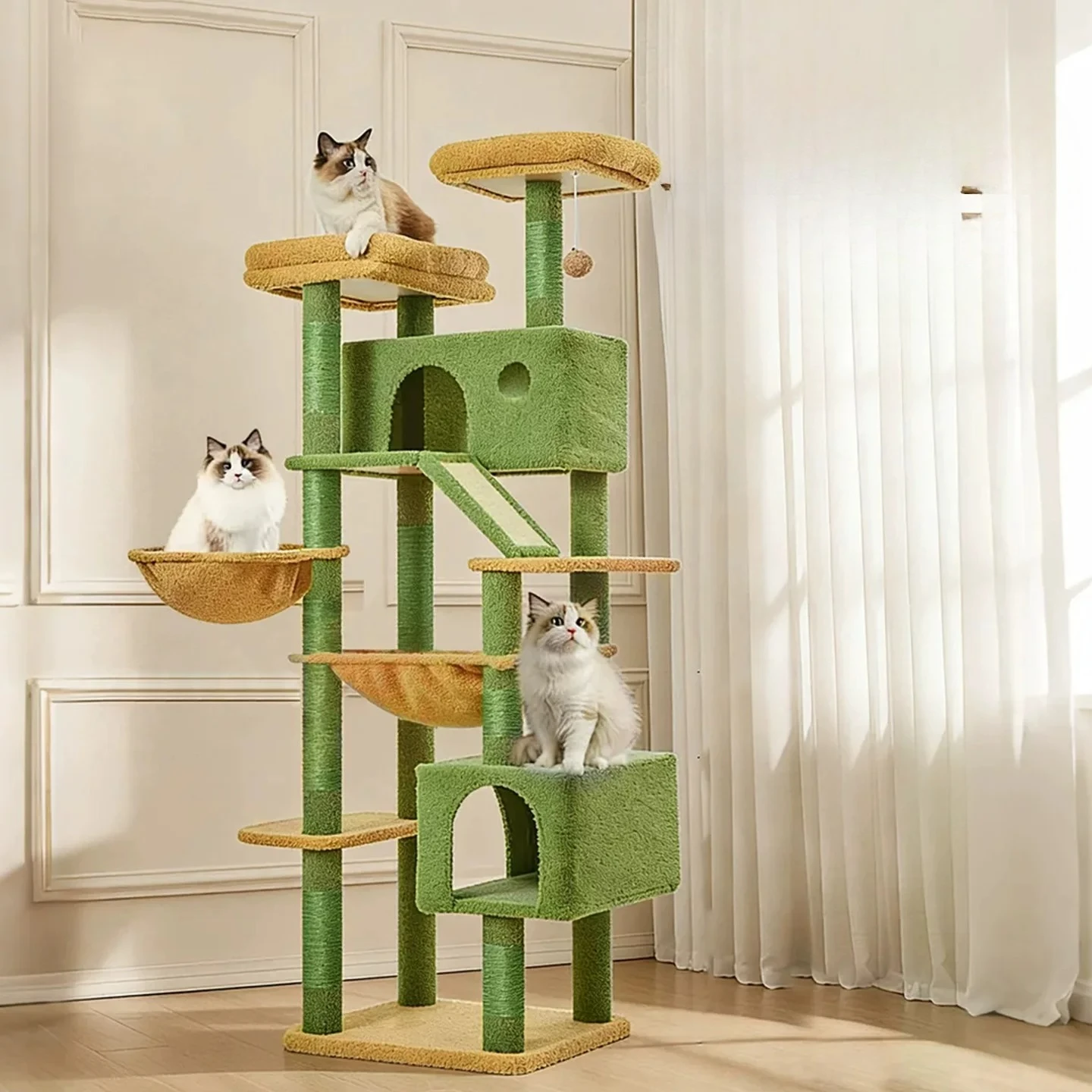 

Tree Post Toys Goods Climbing Cat Tower Castle Scratcher Mat Indoor Wooden Cat Tower Modern Scrapers Cat Scratchers Furniture