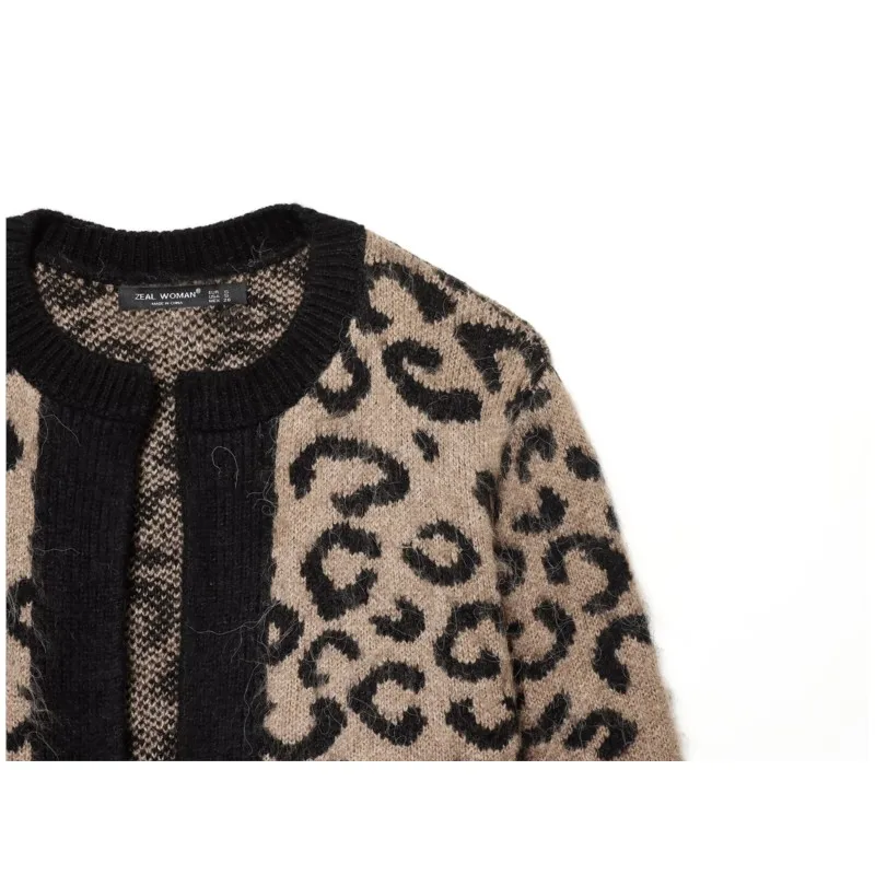 Cardigan tricoté en Jacquard à motifs d'animaux pour femme, pull à col rond, à la mode, décontracté, nouvelle collection automne hiver 2026
