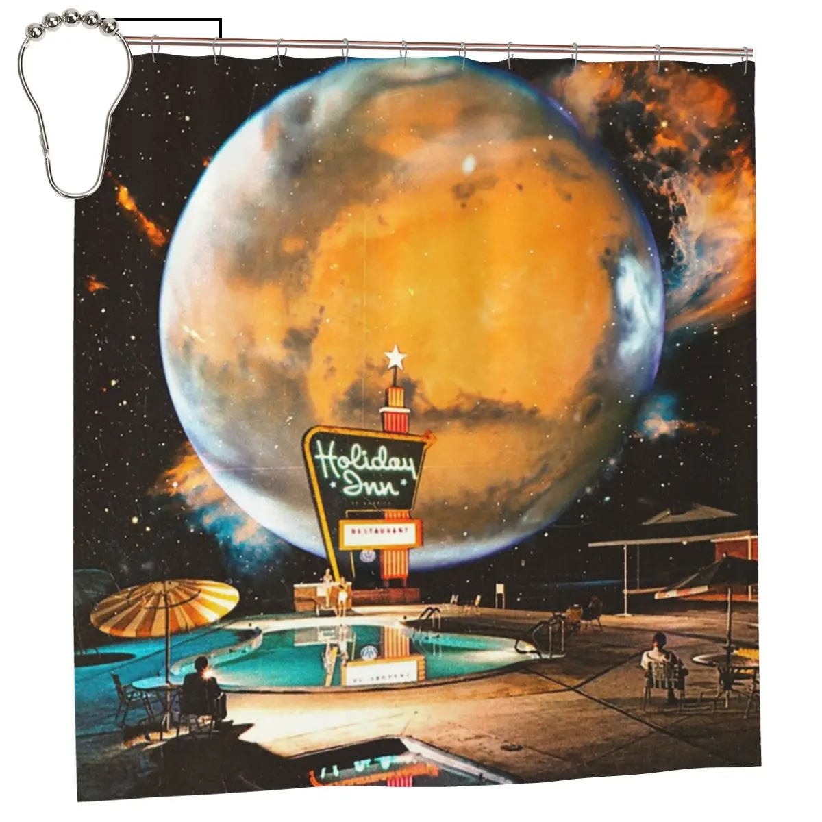 

Занавеска для душа Holiday Inn Space, полиэстеровая, водонепроницаемая, для ванной комнаты, с крючками