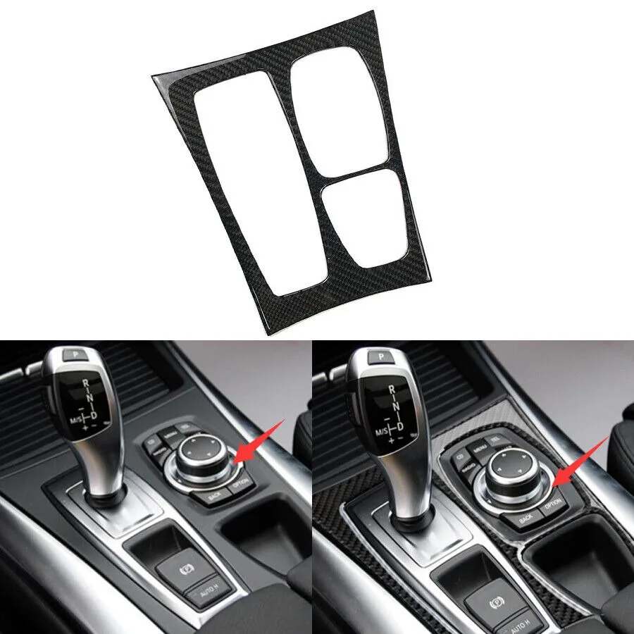 Carbon Fiber Car Gear Shift Box Panel Trim Fit For BMW E70 X5 E71 X6 2008-2013