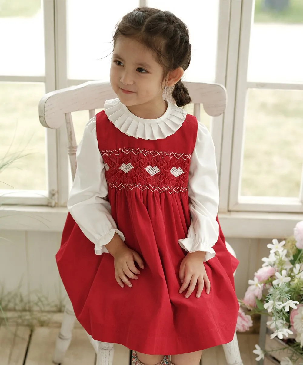 spring kids dresses High quality handmade embroidered heart-shaped pattern sweet girls' vest dress girls Princess dress