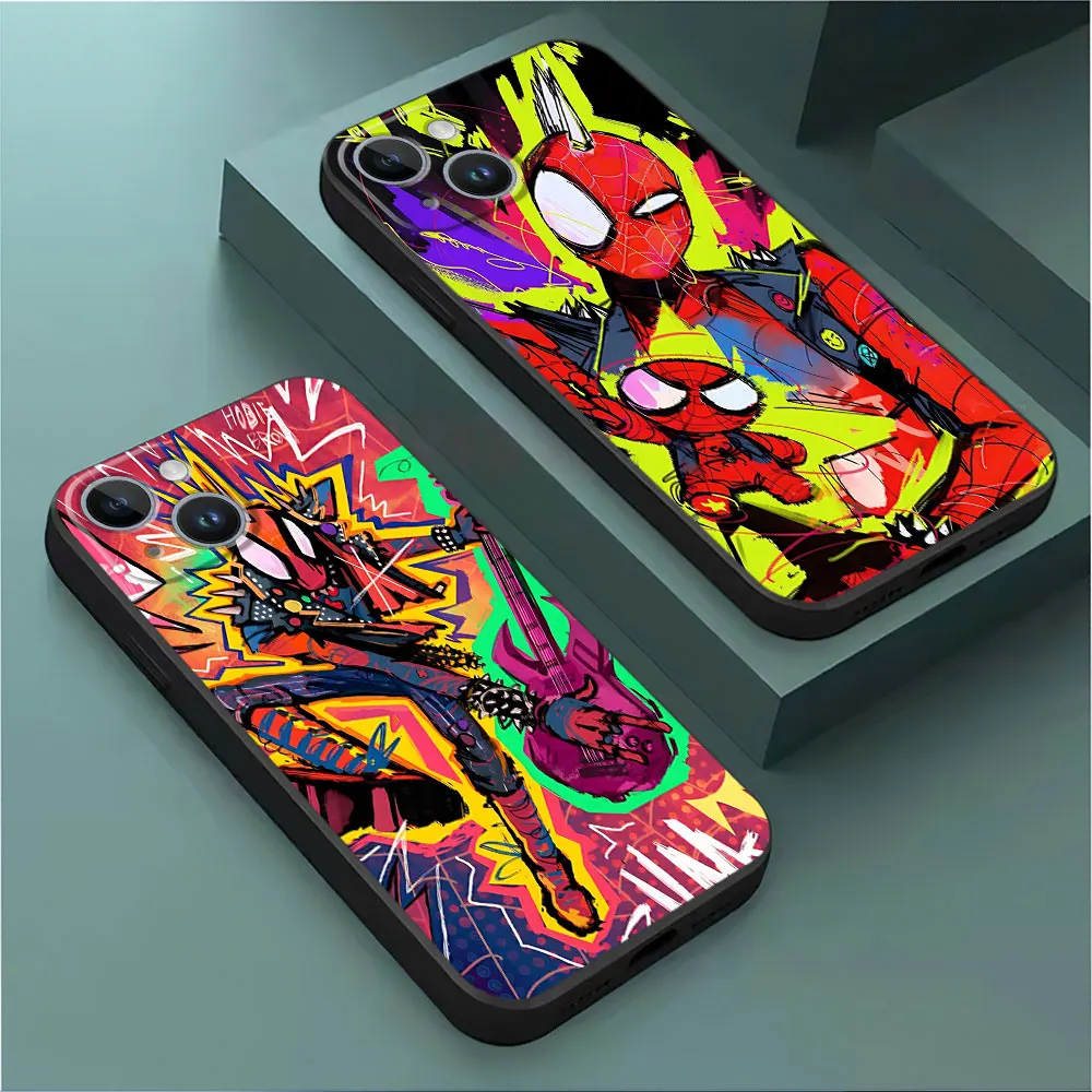 Marvel Spider Man Punk Luxury Back Case for Apple iPhone 12 Mini XR 14 11 Pro 13 XS X 15 Pro Max 8 Plus 7 6s SE TPU Soft Cover