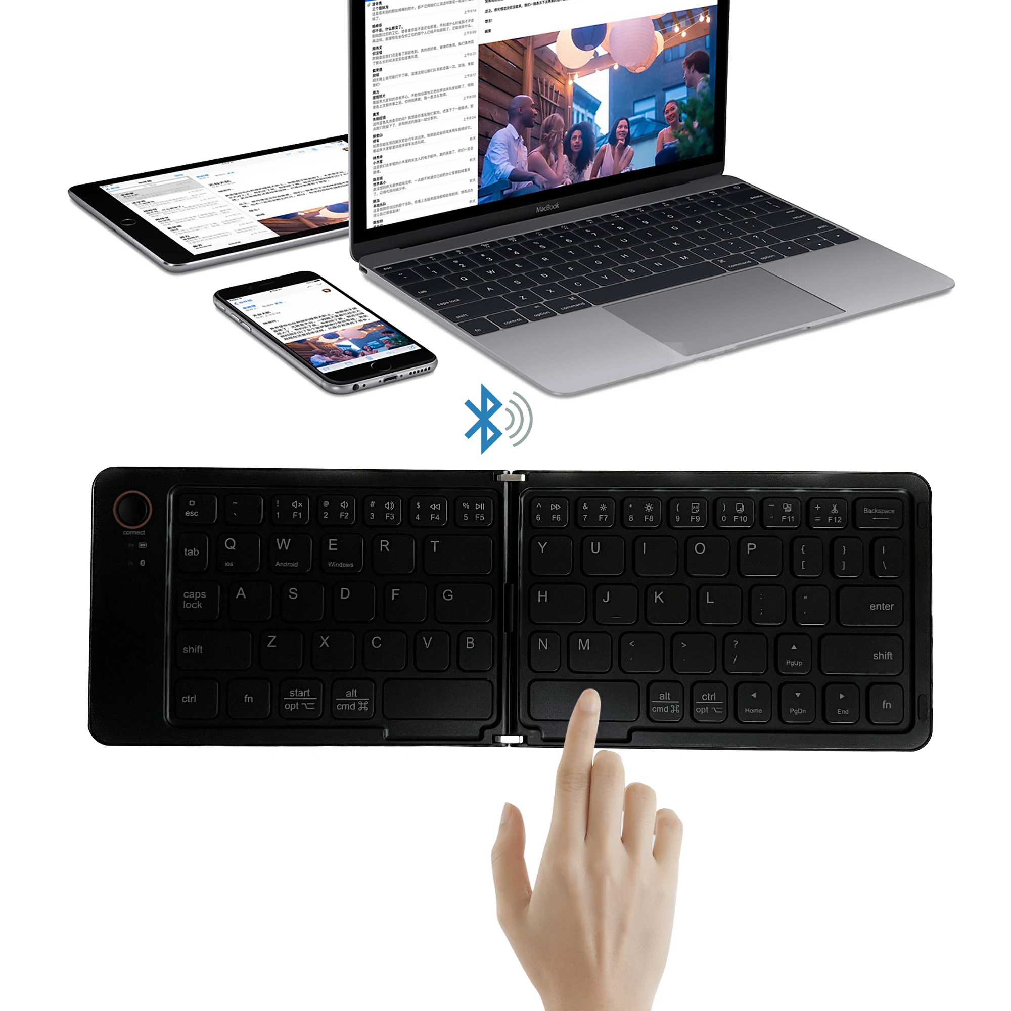 Korean\Russian languag Foldable Wireless Bluetooth Keyboard Rechargeable Folding Keyboard For IPAD Mobile Tablet Notebook Office