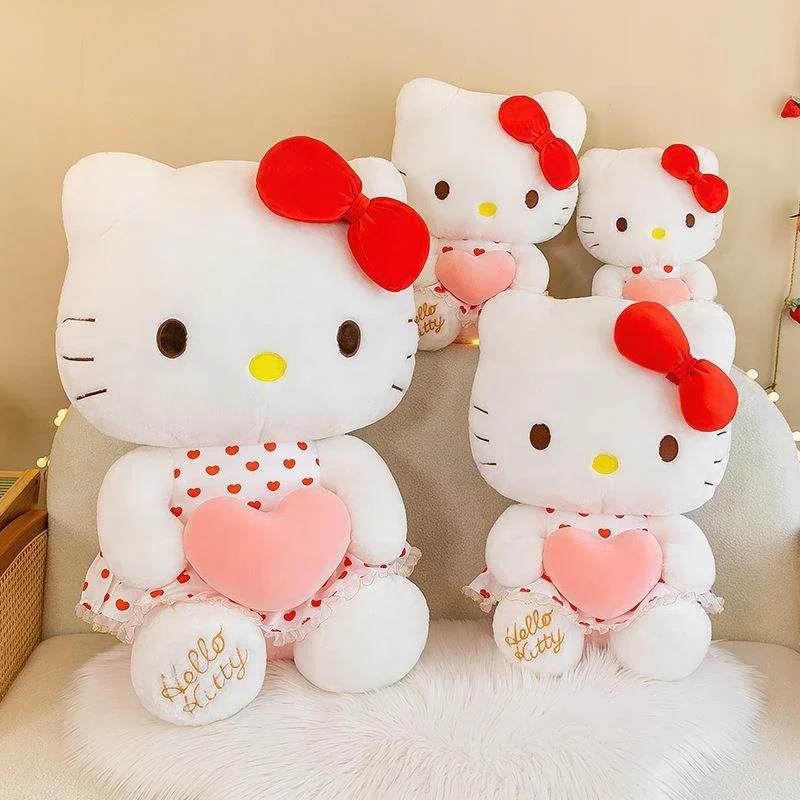 

Kawaii Cartoon HelloKitty Plush Toy Kaydee Cat Stuffed Doll with Skirt Sitting Bow Kitten Baby Kids Birthday Gift for Children