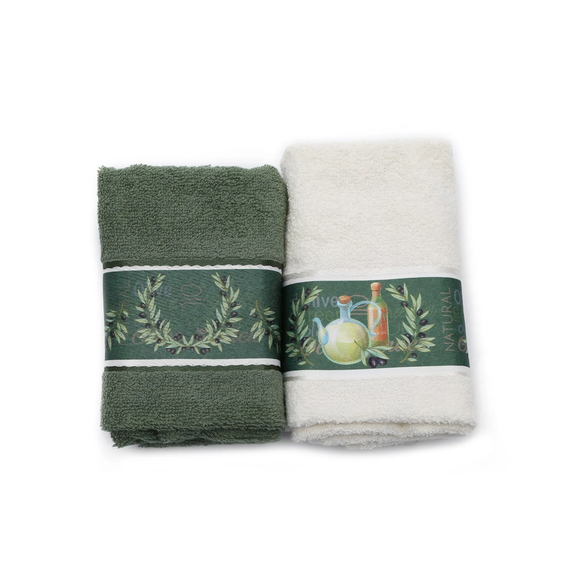 

%100 Cotton 2 Pcs 30X50 CM Olive Garden Printed Kitchen Towel Set Dishcloth Absorbable Gift Box High Quality Made In Turkey