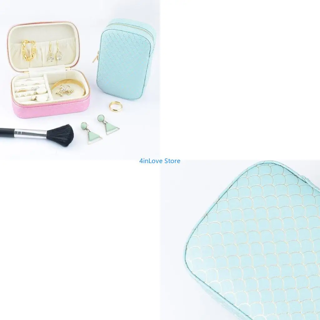 

T4MD Mini Jewelry Box for Travel PU for Women Lightweight Earring Bracelets Display Box Portable Earring