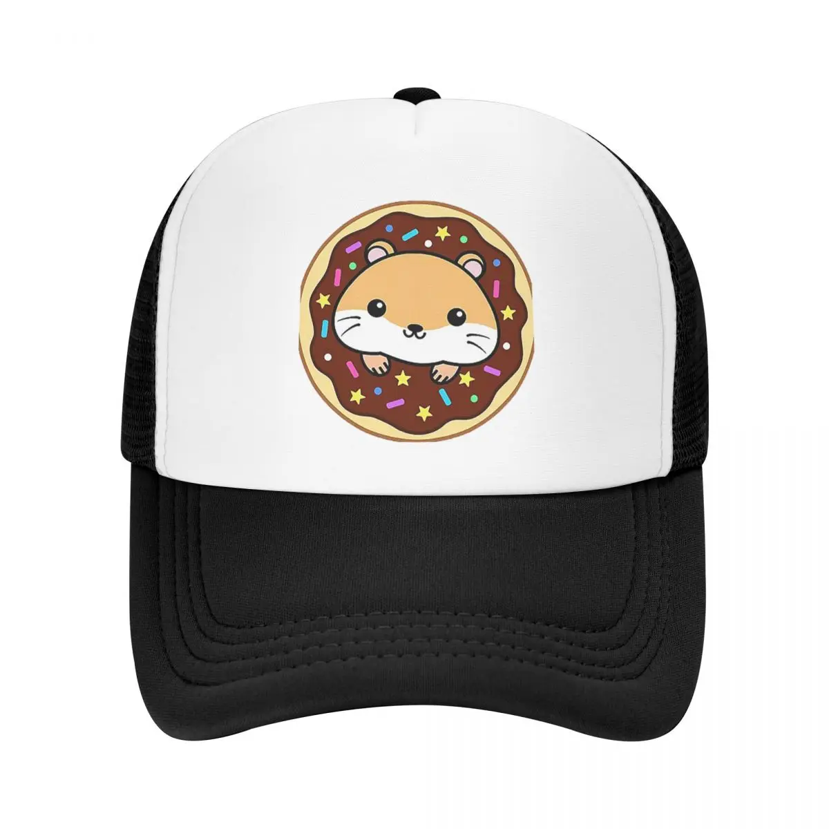 Hamster Loves Chocolate Donuts Cap Fashion Mesh Baseball Caps Adjustable Hat Hip Hop Summer Unisex Baseball Hats Polychromatic