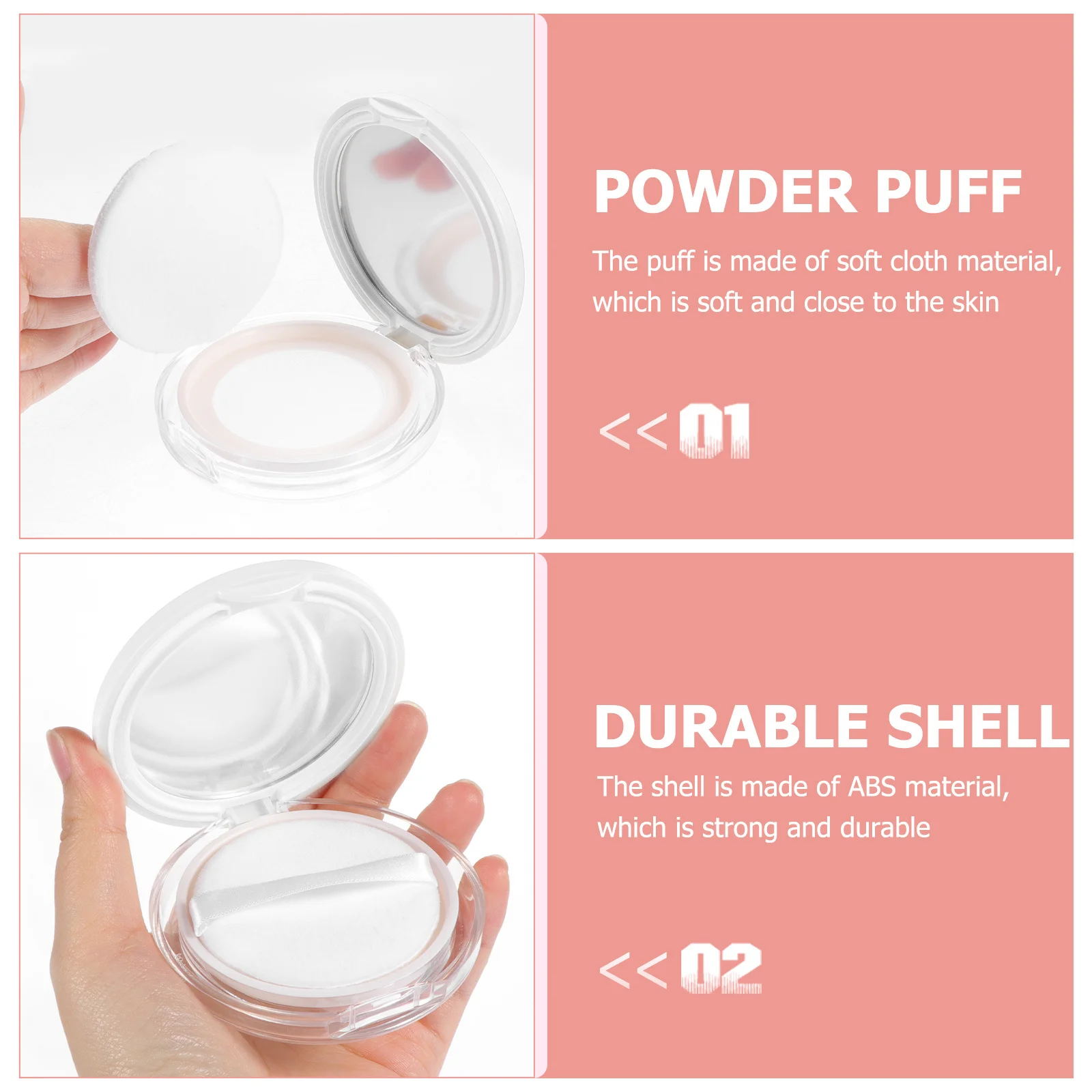 2 セットルースパウダー容器コンパクトデザイン詰め替え可能なパウダーパフボックス女性用化粧品収納旅行用美容ツール