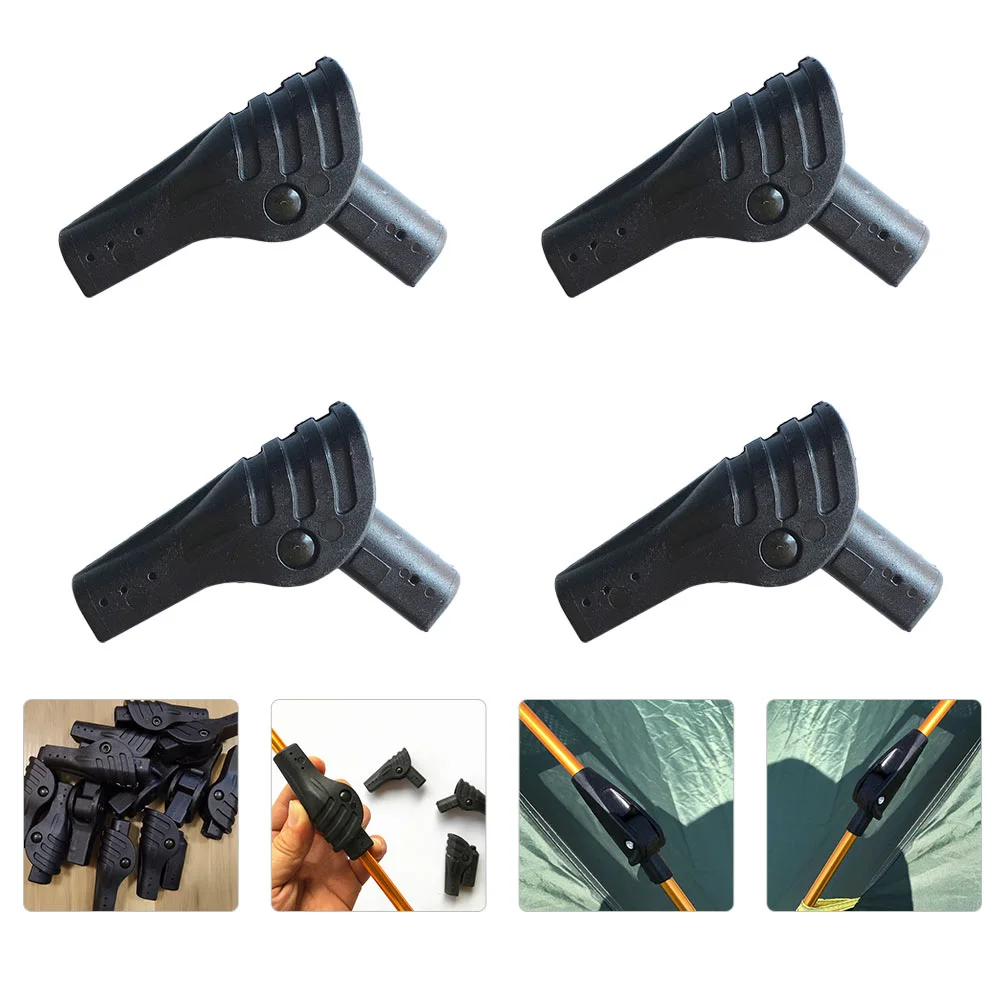 

4 Pcs Tent Joint Folding Hardware Parts for Camping Rods Screen Accessories Black