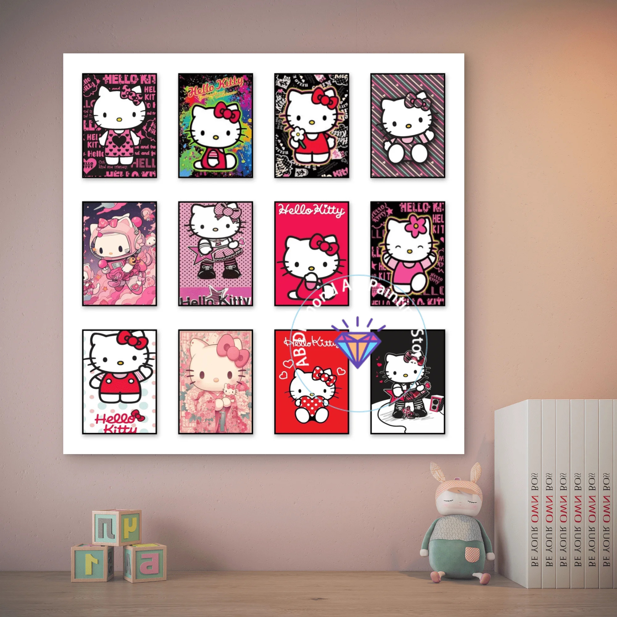 

New Cartoon Hello Kitty AB Diamond Drawing Kit 5D DIY Diamond Embroidery Cross Embroidery Handmade Art Gift Home Decoration