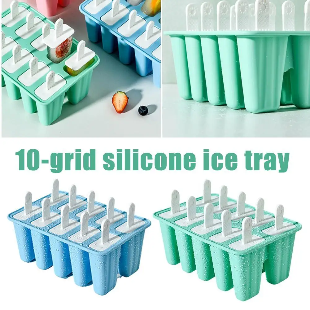

10Holes Sicle Molds Silicone Ice Molds BPA Free Sicle Mold Reusable Easy Release Ice Make Ice Mold