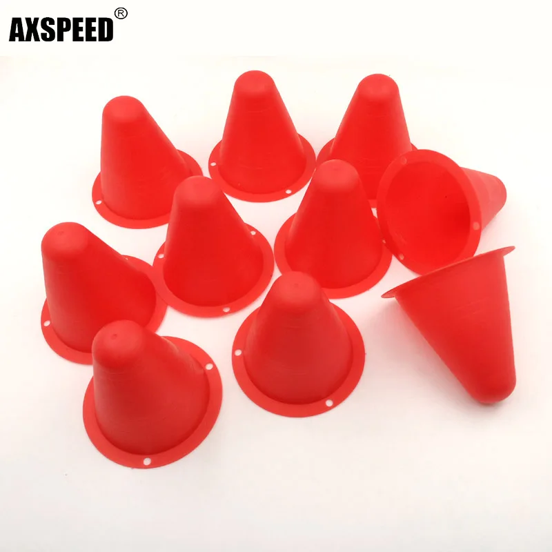 AXSPEED 10pcs oad Cones/Pylons Barricades Traffic Cone Traffic Facilities For 1/10 Axial SCX10 90046 TRX4 Sakura RC Car