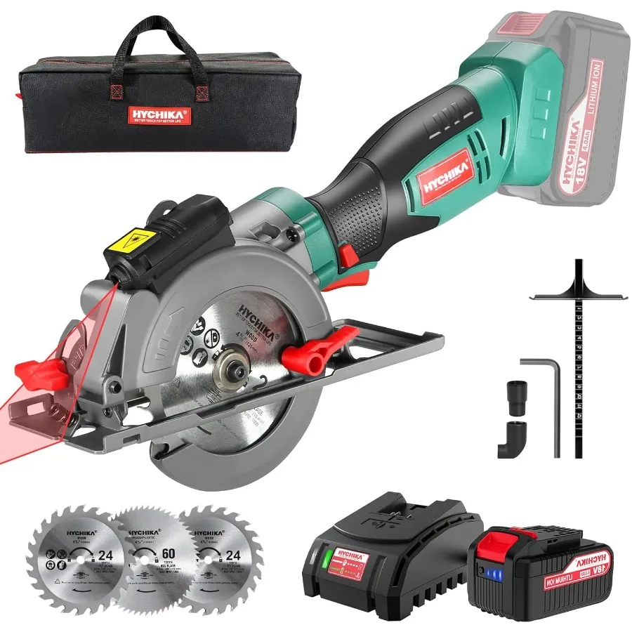 

Cordless Circular Saw 18V Mini Circular Saw with 4.0Ah Battery Includes 3 Blades 4-1/2 4-9/10 3500RPM Max Speed Cutting