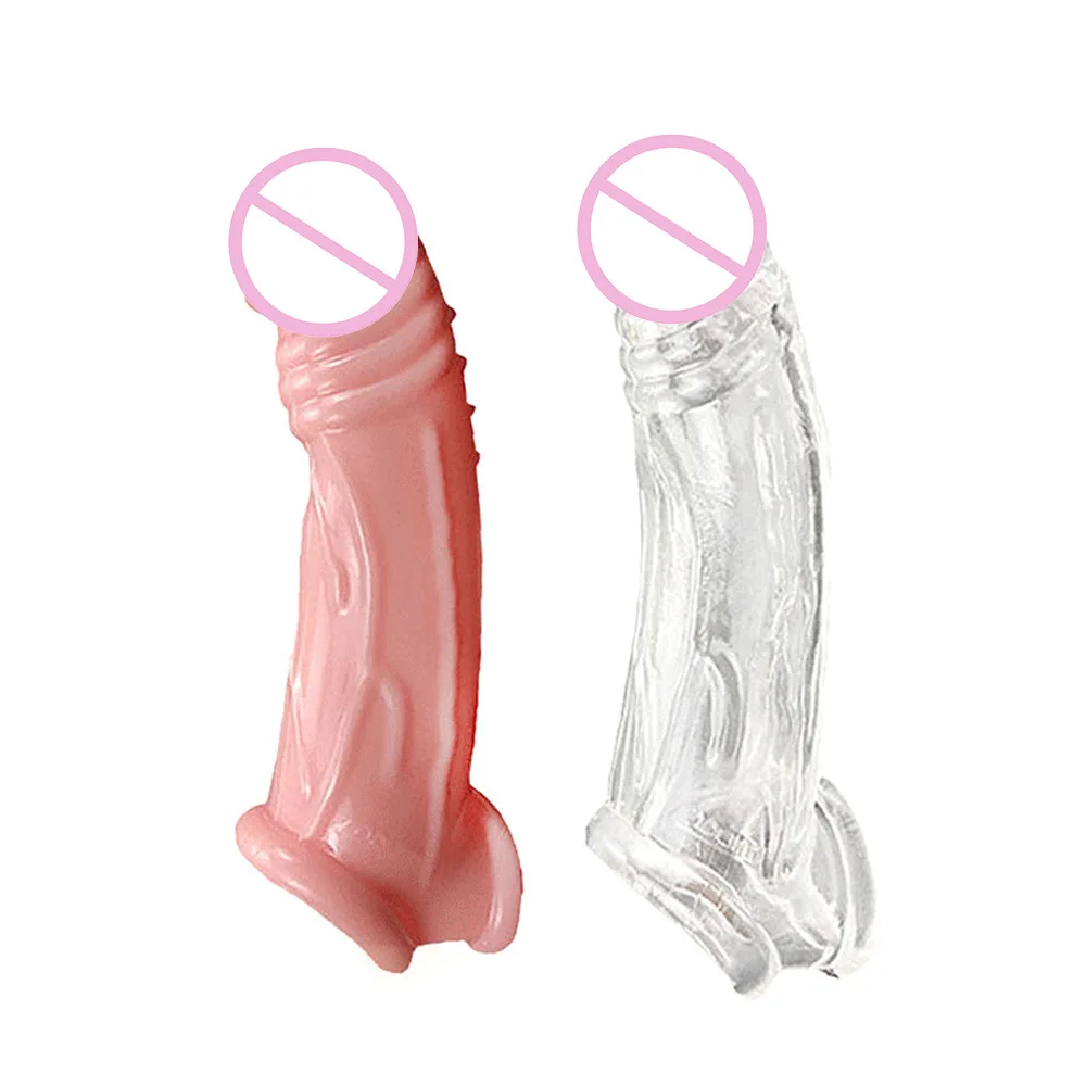 Male Penis-Extender Stretcher Max Vacuum Enhancer Enlarger Silicone lengthened and thickened crystal penis sleeve couple sex