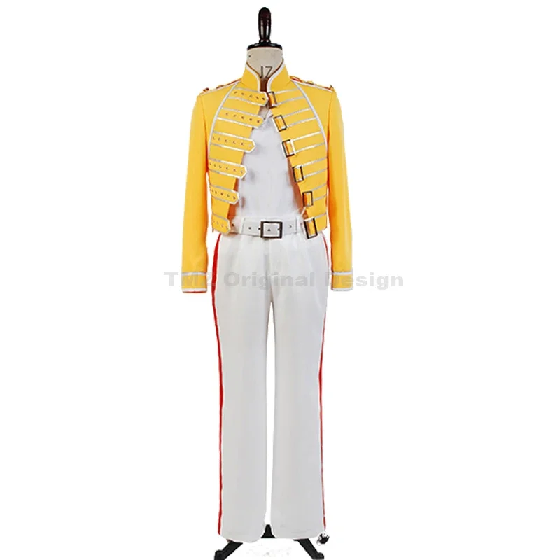 Queen Lead Vocals Freddie Mercury Wembley On Stage Cloth Cosplay Costume Halloween Party Suit,Customized size Accepted