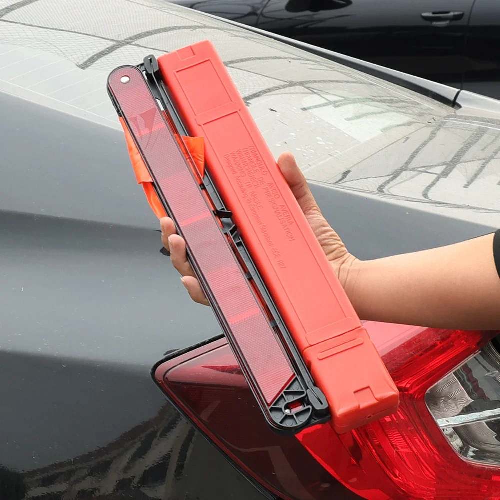 Tripod mobil lipat, mobil darurat peringatan segitiga merah reflektif keselamatan jalan raya mobil reflektor tanda berhenti pinggir jalan