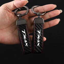 Leather Motorcycle KeyChain High-Grade Carbon Fiber For Yamaha T MAX 530 Tmax 500 T-MAX 560 tmax560 Motorcycle Keychain