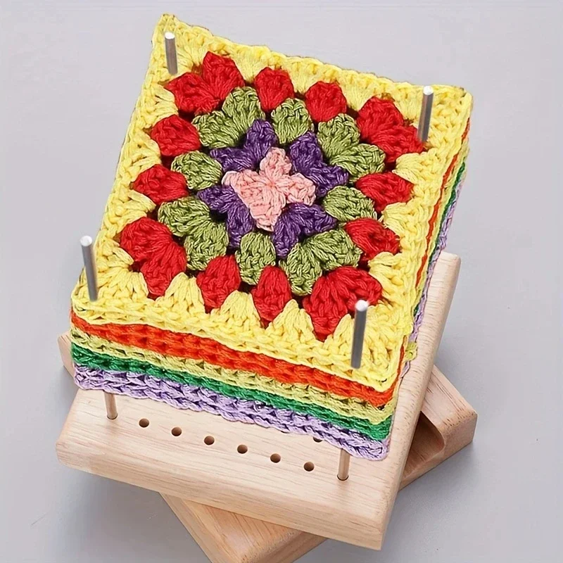 Home Wooden Crochet Knitting Board Creative Handmade DIY Wool Knitting Block Pad Hole Board Knitting Shaping Board