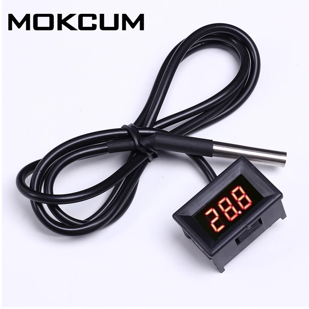 

DS18B20 LED temperature sensor Red/Blue Display Thermometer Controller High Precision Waterproof Meter Tester DC4-28V