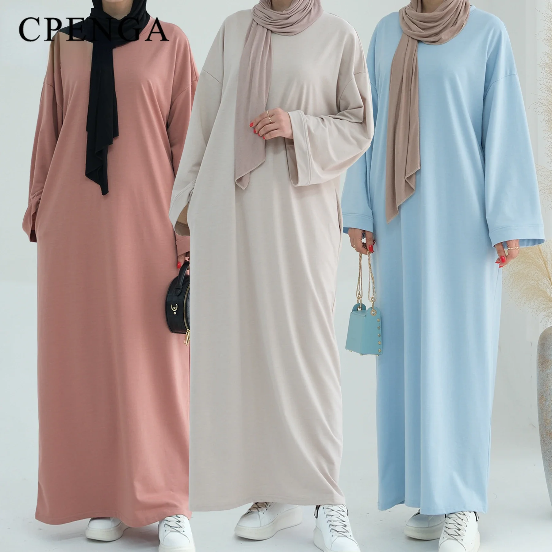 

Eid Saudi Arabia Muslim Modest Dress for Women 2024 Dubai Luxury Abaya Islamic Solid Morocco Caftan Turkey Holiday Clothing