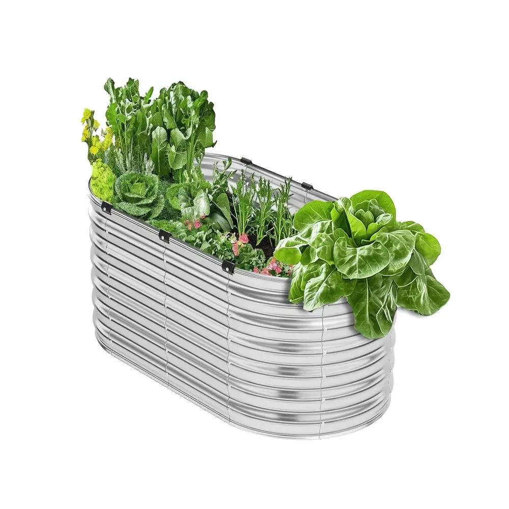

Durable Metal Raised Garden Bed 4x2x2 ft Galvanized Planter Box for Outdoor Gardening Silver Color