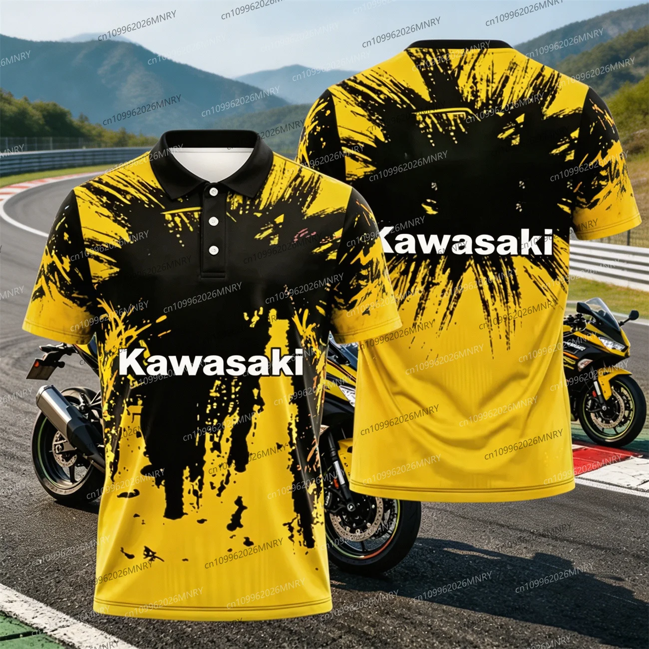 

Kawasaki Motocross Tshirt men Quick Drying Cycling Suit Summer Oversized polo t-shirt menWomen tshirt Sleeved Top Men's clothing