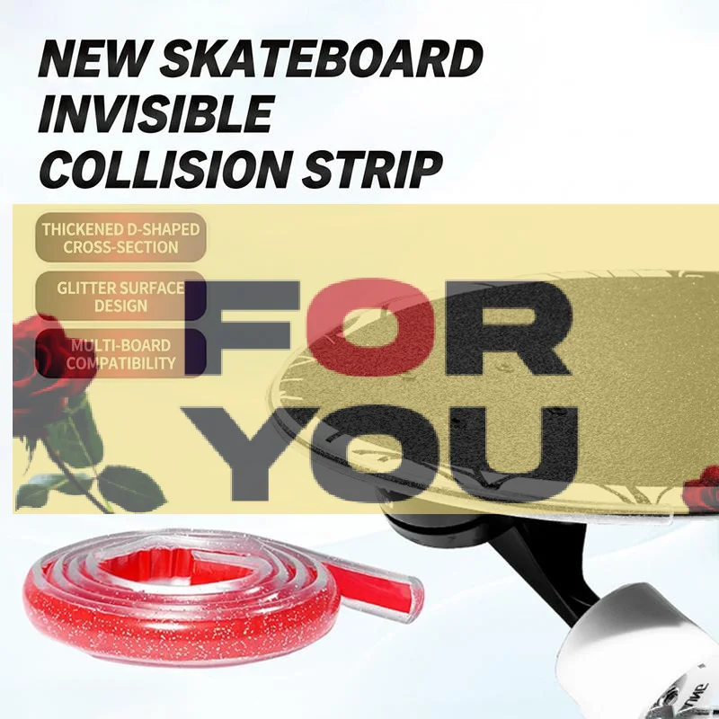 0.6/1/2m Glitter Skateboard Edge Bumper Strip Thick D Shape No Residue Adhesive All Skateboards For Daily Skating Enthusiasts