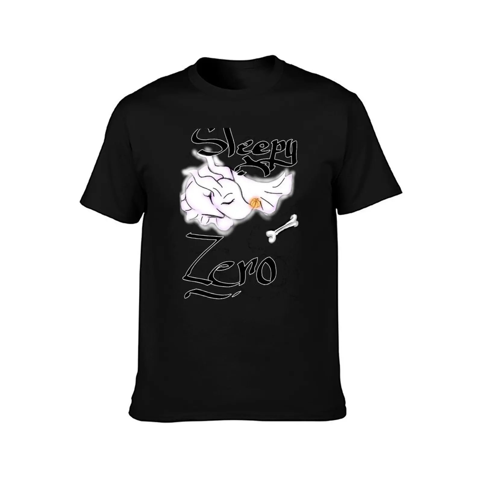 sleepy zero T-Shirt, Summer Casual Cotton Tee, Oversized Streetwear Tops, Vintage Graphic Print, Loose Fit Short Sleeve