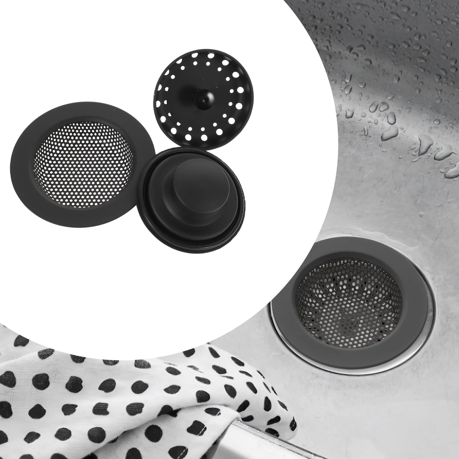 

3Pcs Kitchen Drain Strainer Sink Filter Stopper Garbage Disposal Cover Prevents Leakage Debris Catcher for Home Utility