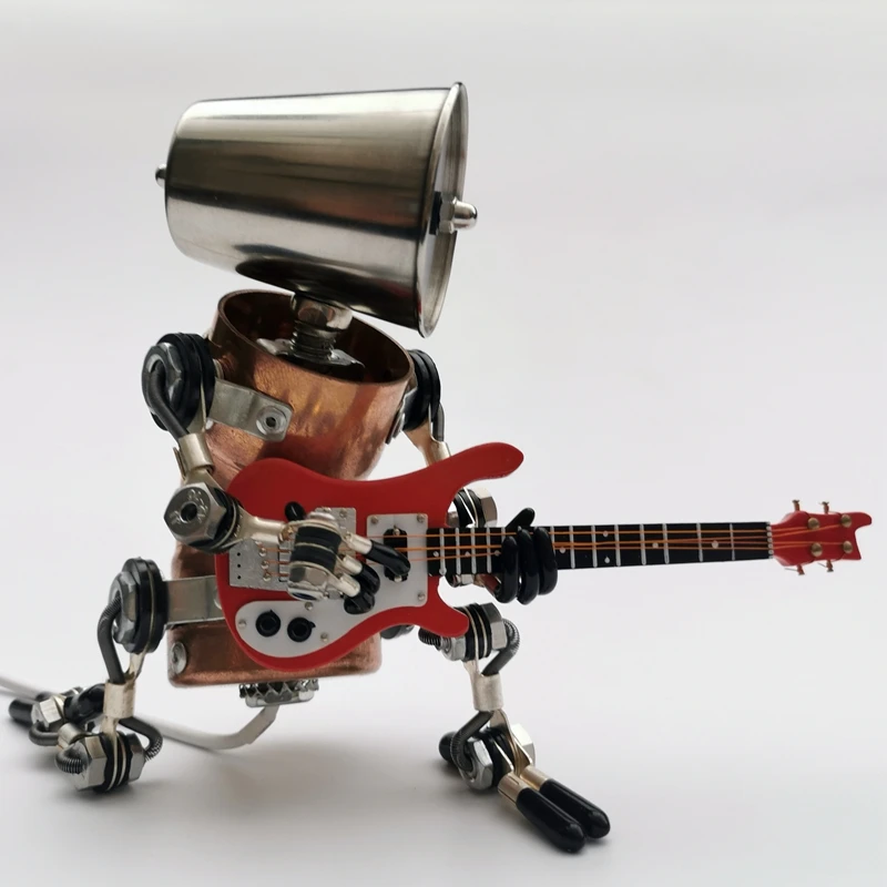 

Desktop ornaments decorative musical instrument guitar bass Christmas gift industrial style metal punk handmade robot