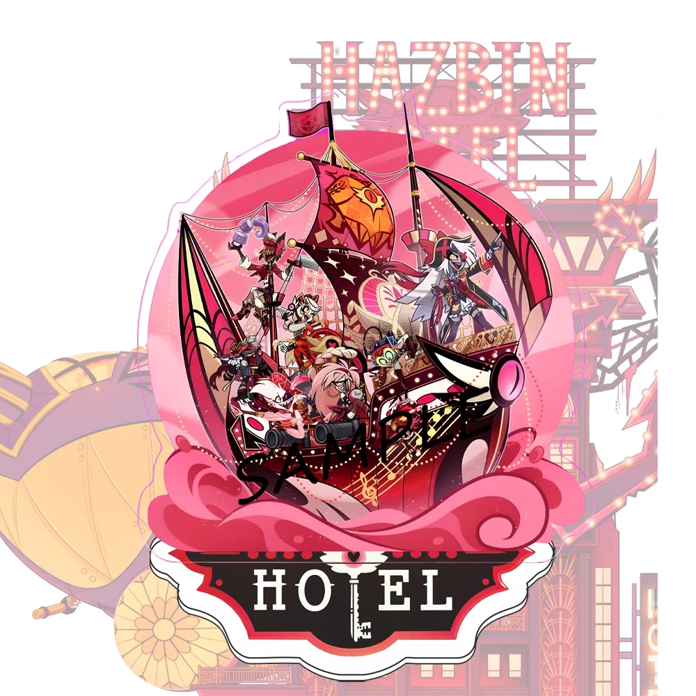 Hazbin Hotel Anime Acrylic Standee Keychain Double Sided Pirate Ship Group Character Desktop Display Collectible Gift