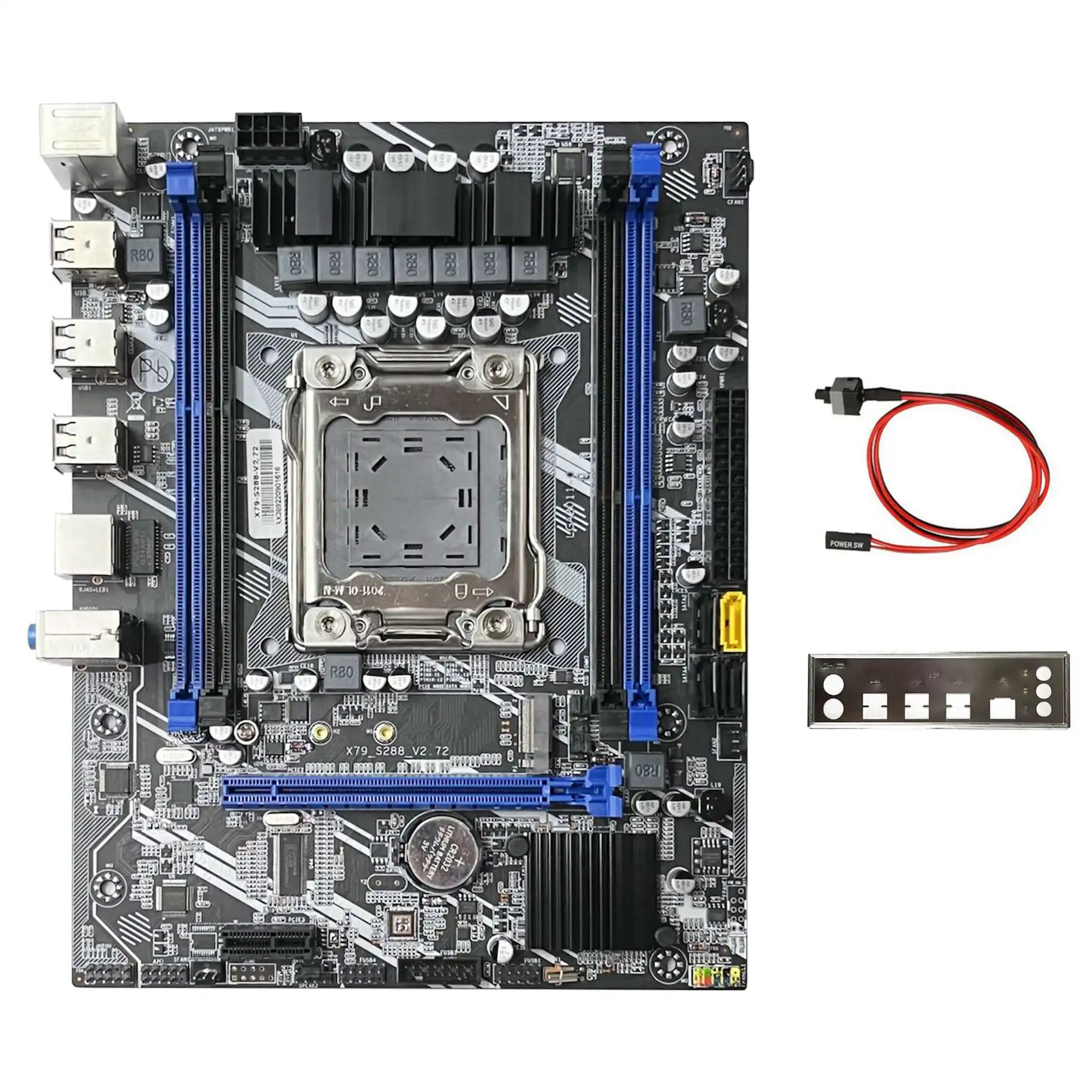 X79 S288 Motherboard+Switch Cable+Baffle LGA2011 M.2 NVME Support 4X32G DDR3 for E5 2620 2630 2640 2650 2660 2680 CPU