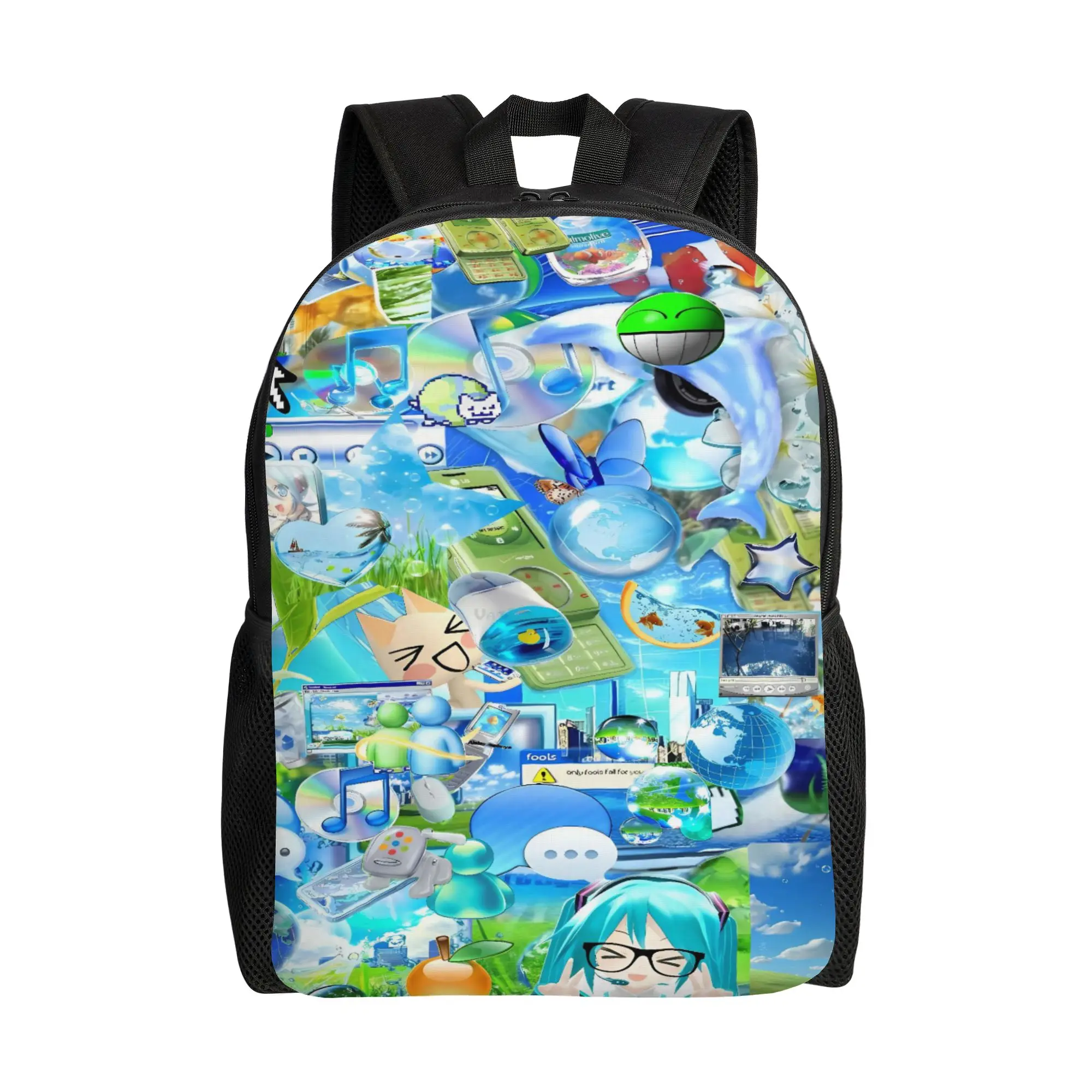 

Frutiger Aero Backpack Kawaii Backpacks Female Daily Print High School Bags Colorful Rucksack