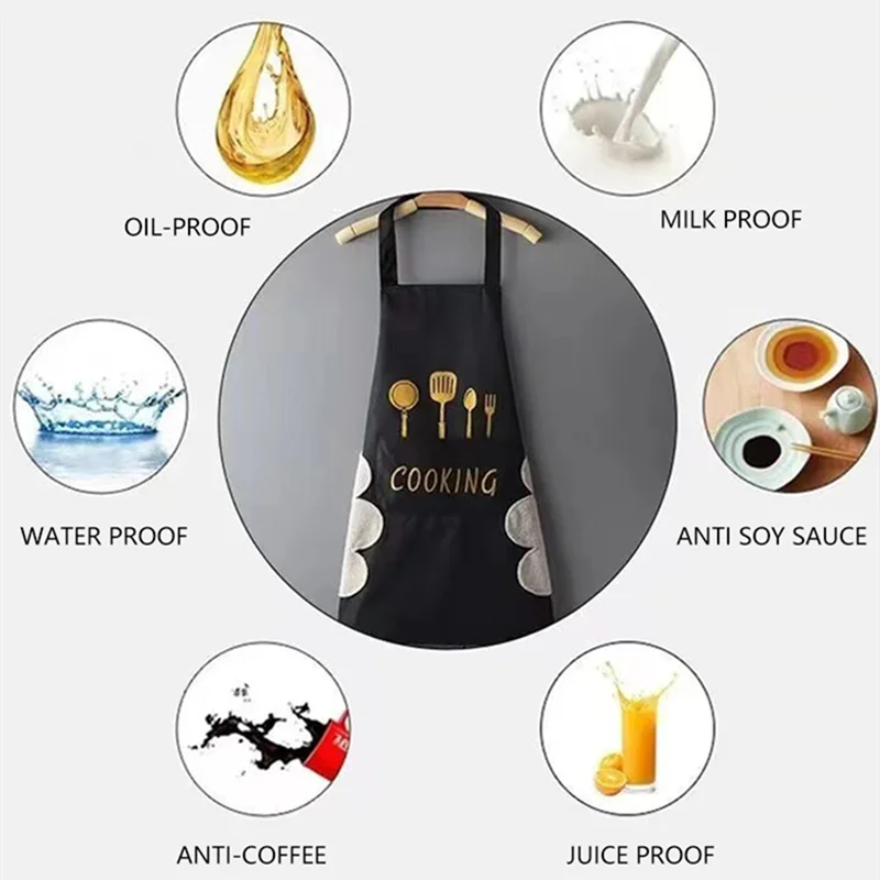 Women\'s Apron Waterproof Oilproof Can Wipe Hands Kitchen Work Clothes Home Cooking Cleaning For Men Sleeveless Apron