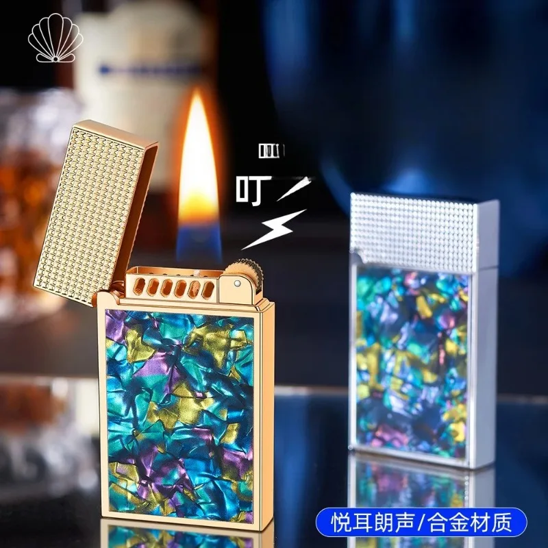 new inlaid colored bellang sound lighter retro metal steel sound lighter cigarette wholesale smoking accessories