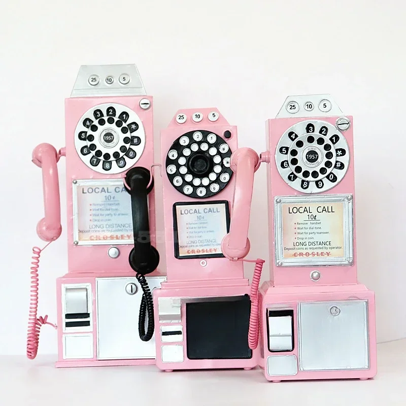 American Retro Pink Telephone Wall Pendant Radio Model Ornament Net Red Shop Decoration Shop Dress Window Display