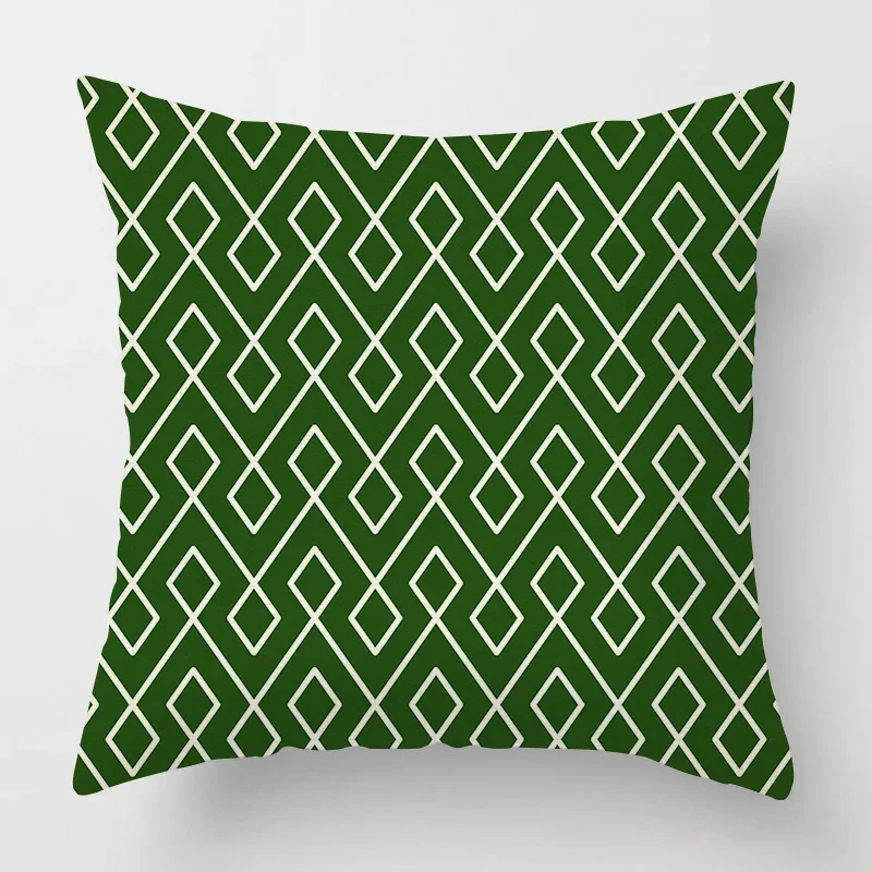 Funda de almohada verde geométrica, cubierta de cojín de lino de Color sólido, decoración de sofá de sala de estar, 40x40, 50x50