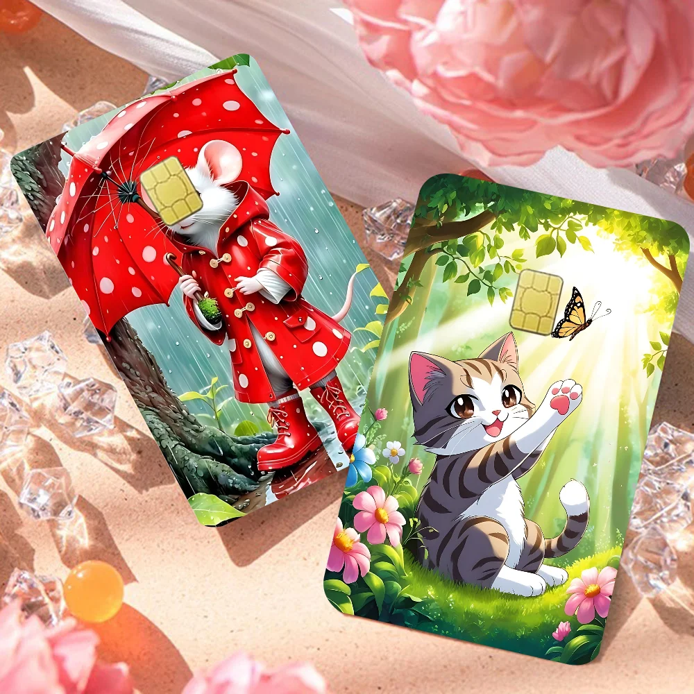 

Cartoon Animals Fashion Cute Cartoon Cat Painting Anime Game Unique Film Sticker Case Skin For Credit Card No Chip