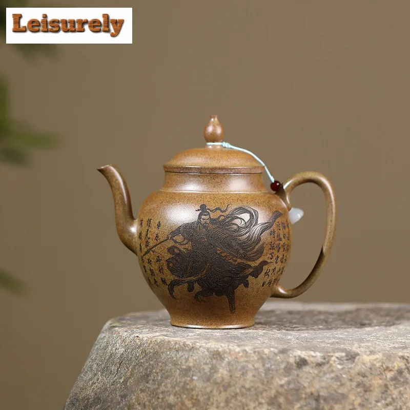 

580ml Yixing Purple Clay Teapots Handmade Palace Lantern Pot Raw Ore Temperature Firewood Mud Tea Making Kettle Zisha Teaset Cha
