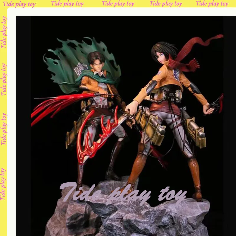 Attacco su Titano Mikasa Ackerman Figura 30 cm 2 Testa Levi Ackerman Anime Figura Collezione di statue in PVC Decor Ragazzo Giocattolo di Natale Regalo