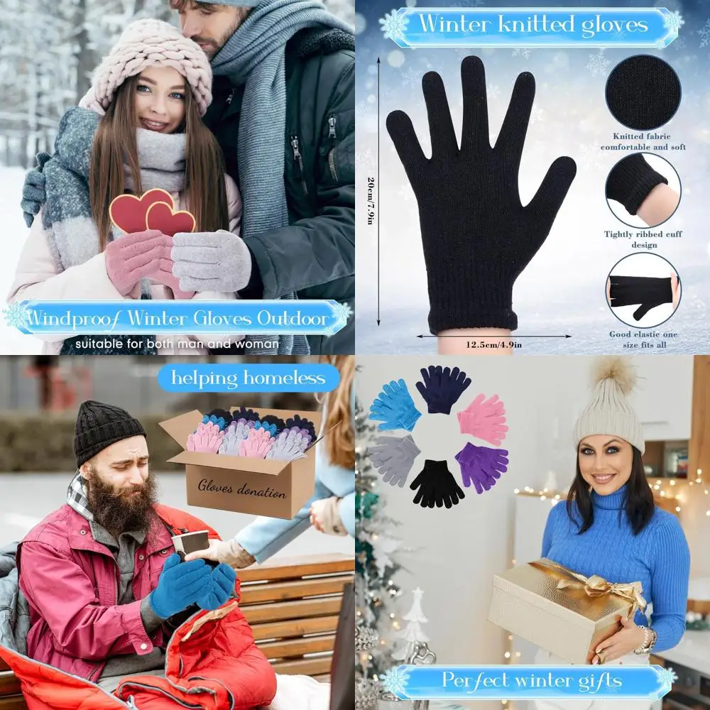 

Объемные 150 пар вязаных зимних перчаток — тепло для мужчин, женщин и бездомных — идеальный рождественский подарок