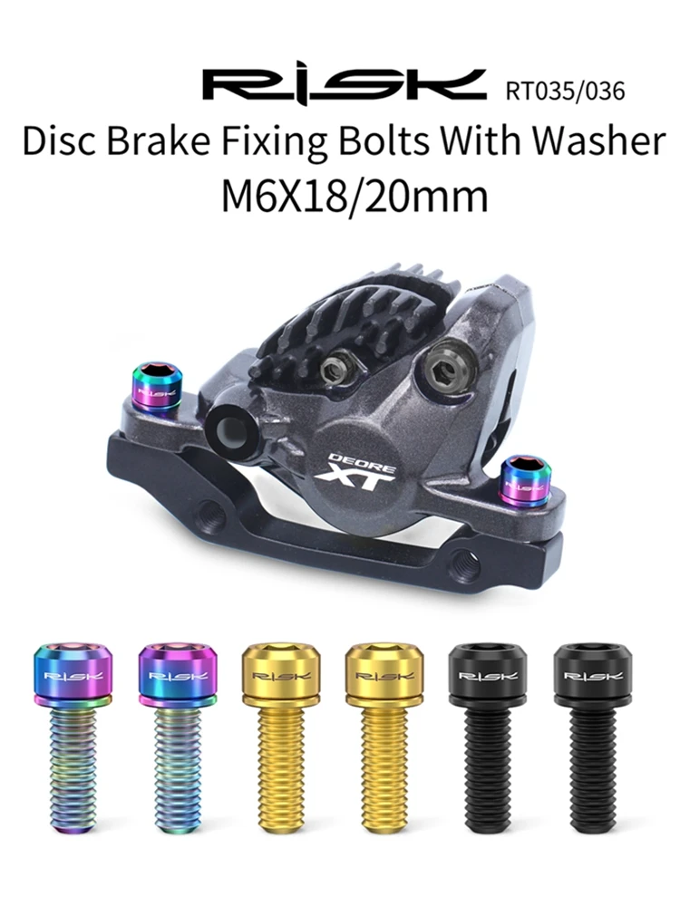 AliExpress RISK 4PCS Bicycle Disc Brake Fixing Bolts With Washer M6X18/20mm Titanium Disc Brake Fixed Bolts with Washer Mountain Bike Brake
