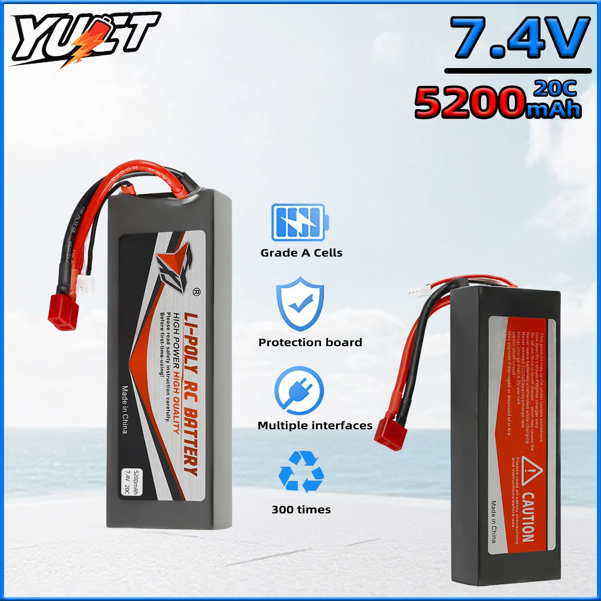 

YUCT 7.4V 5200mAh 2S LiPo Battery High-Capacity Upgrade Battery For RC Car Boat Aircraft Models