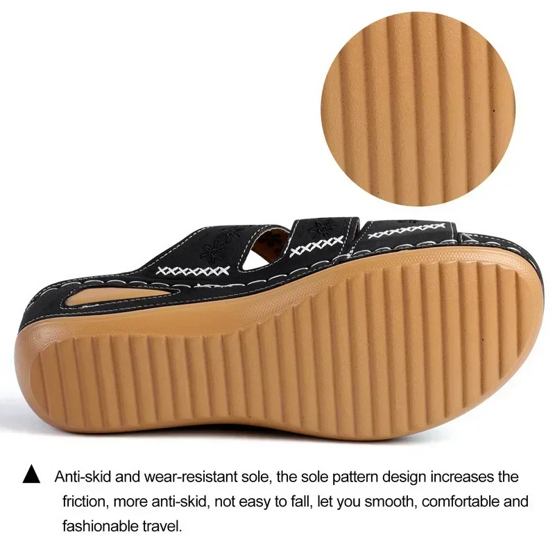 Sommer 2026 Damen-Sandalen mit offenen Zehen, Retro Rutschfeste Leder-Freizeitsandalen, Modische Vielseitige Damensandalen – Detail 14