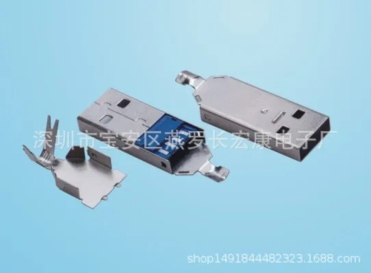 For USB 3.0 9p male, solder wire type, three-piece set, blue rubber core L36.6/28.8 extended model